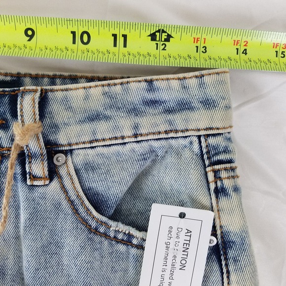Indigo Rein Denim Shorts Juniors 1 Blue Jean High Rise Distressed Light Wash NWT - Picture 3 of 16